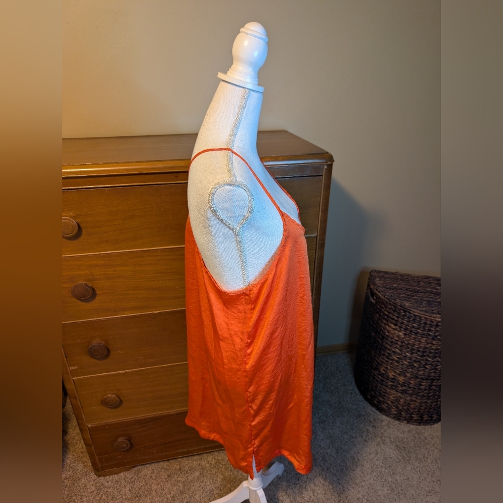 aerie Intimates Women's Satin Sleepwear Dress Adjustable Straps Orange Crush - Picture 9 of 14
